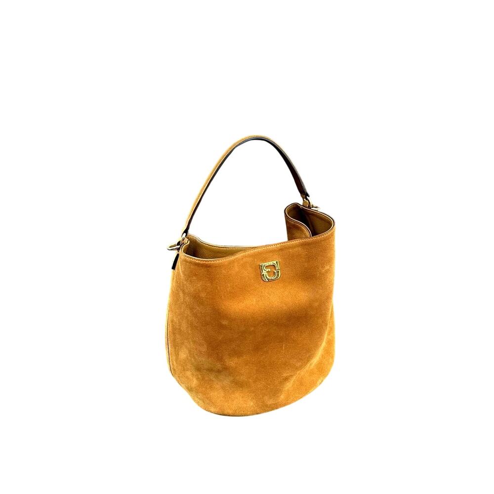 Gerard Darel Le Sandrine Suede Leather Bucket Bag in Light Brown
